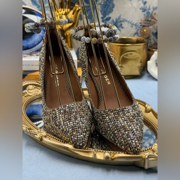 🆕 KURT GEIGER LONDON 🧿 NWOB Embellished Belgravia Jewel Pumps, Beige Combo Sz7 - Picture 11 of 15